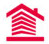 Small red office building icon.