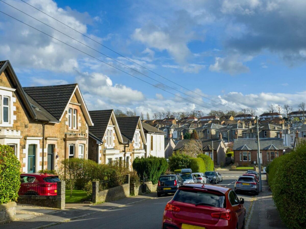 Traditional colourful houses on an Irish street